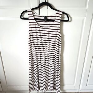 H&M stripped white and brown dress Size S
